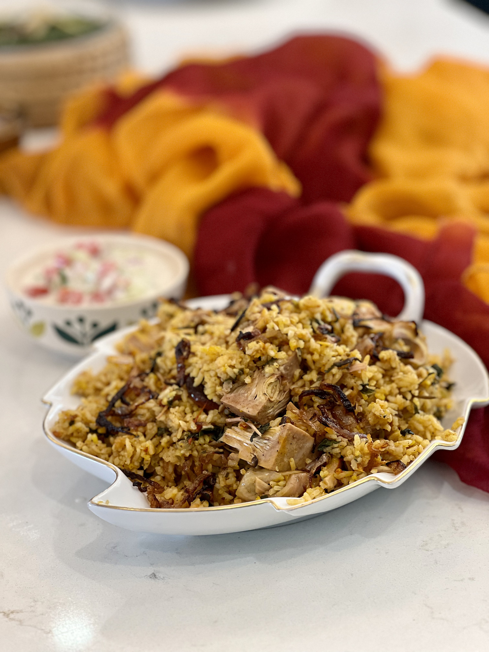 Kathal Biryani Recipe |  Jackfruit Biryani Topped with Caramelised Onions