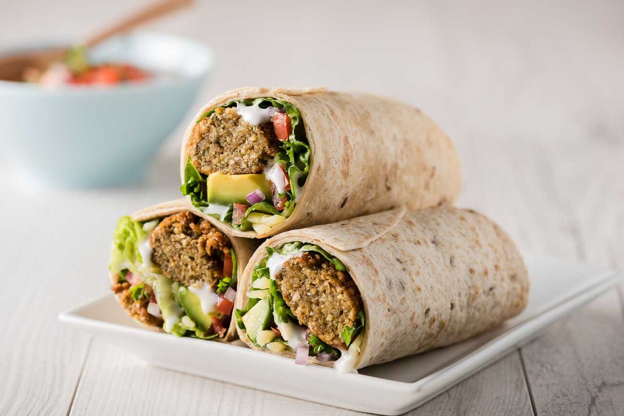 Roasted Carrot Hummus Falafel Wrap Recipe