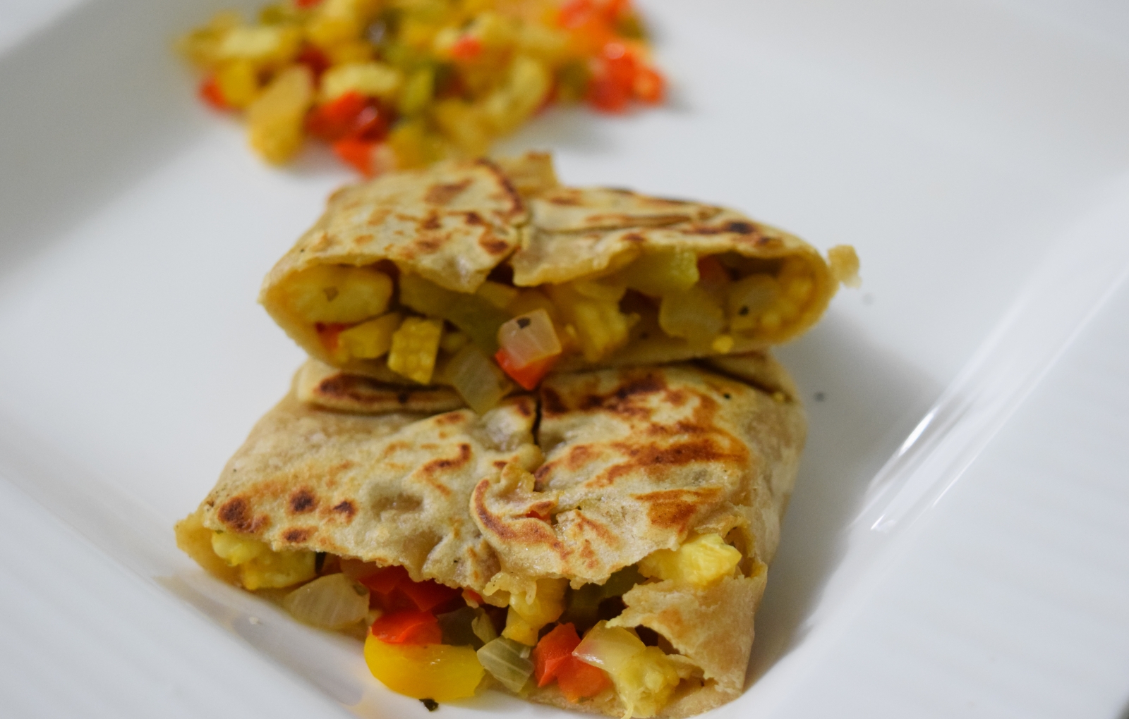 Stuffed Corn and Capsicum Paratha Recipe with Herbs