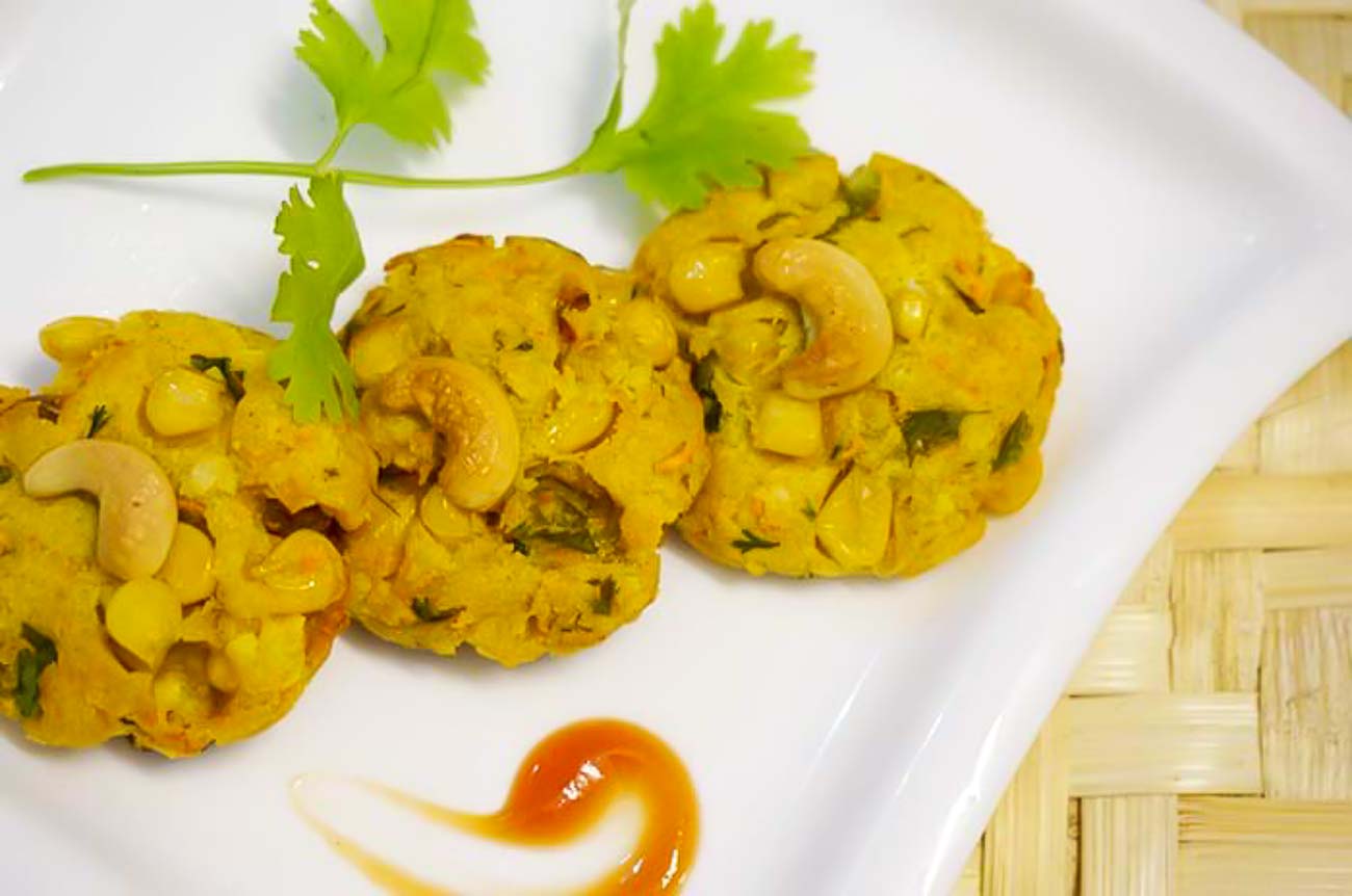 Baked Paneer Corn Kebab Recipe