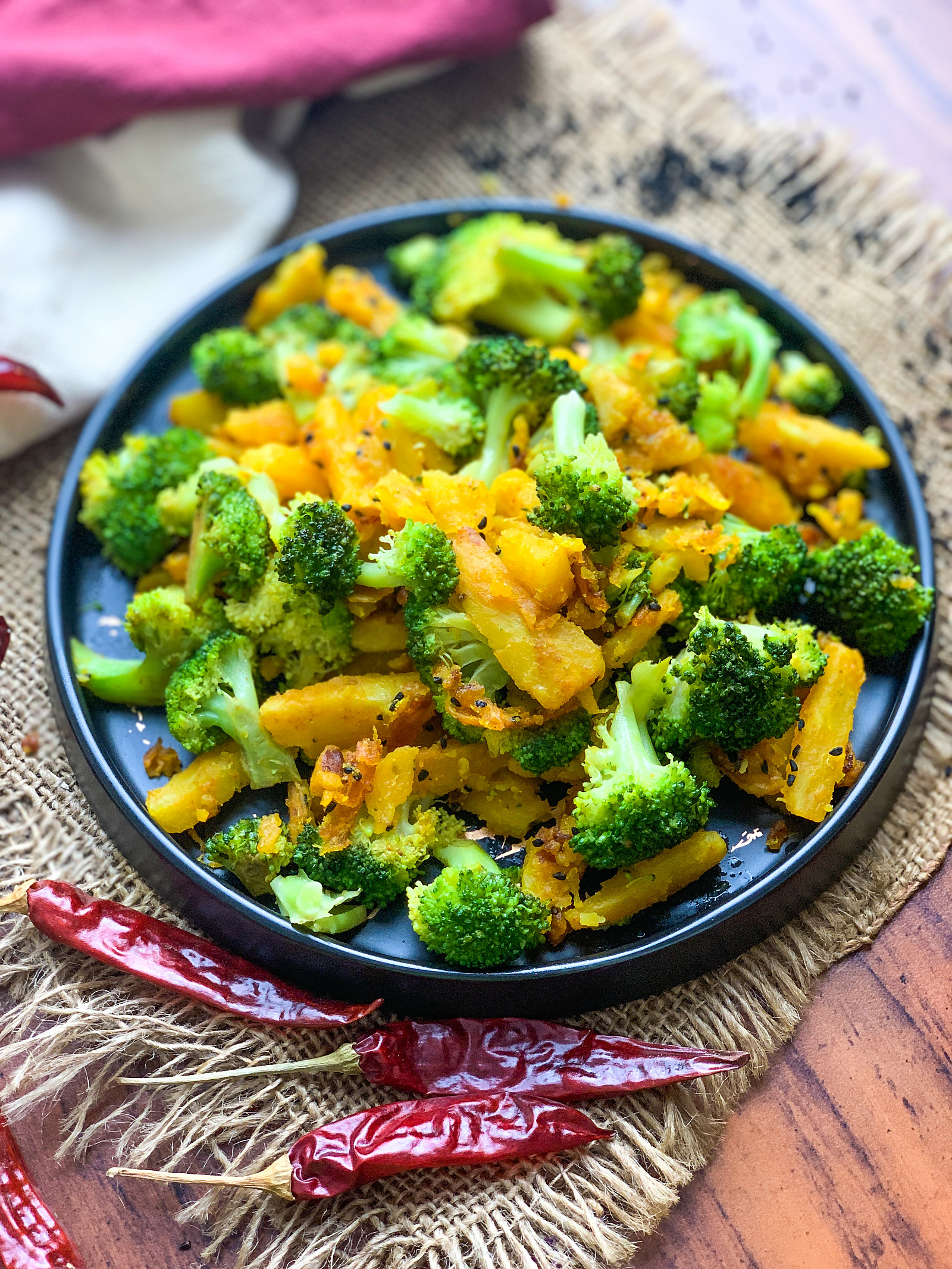 Sweet Potato And Broccoli Sabzi Recipe 