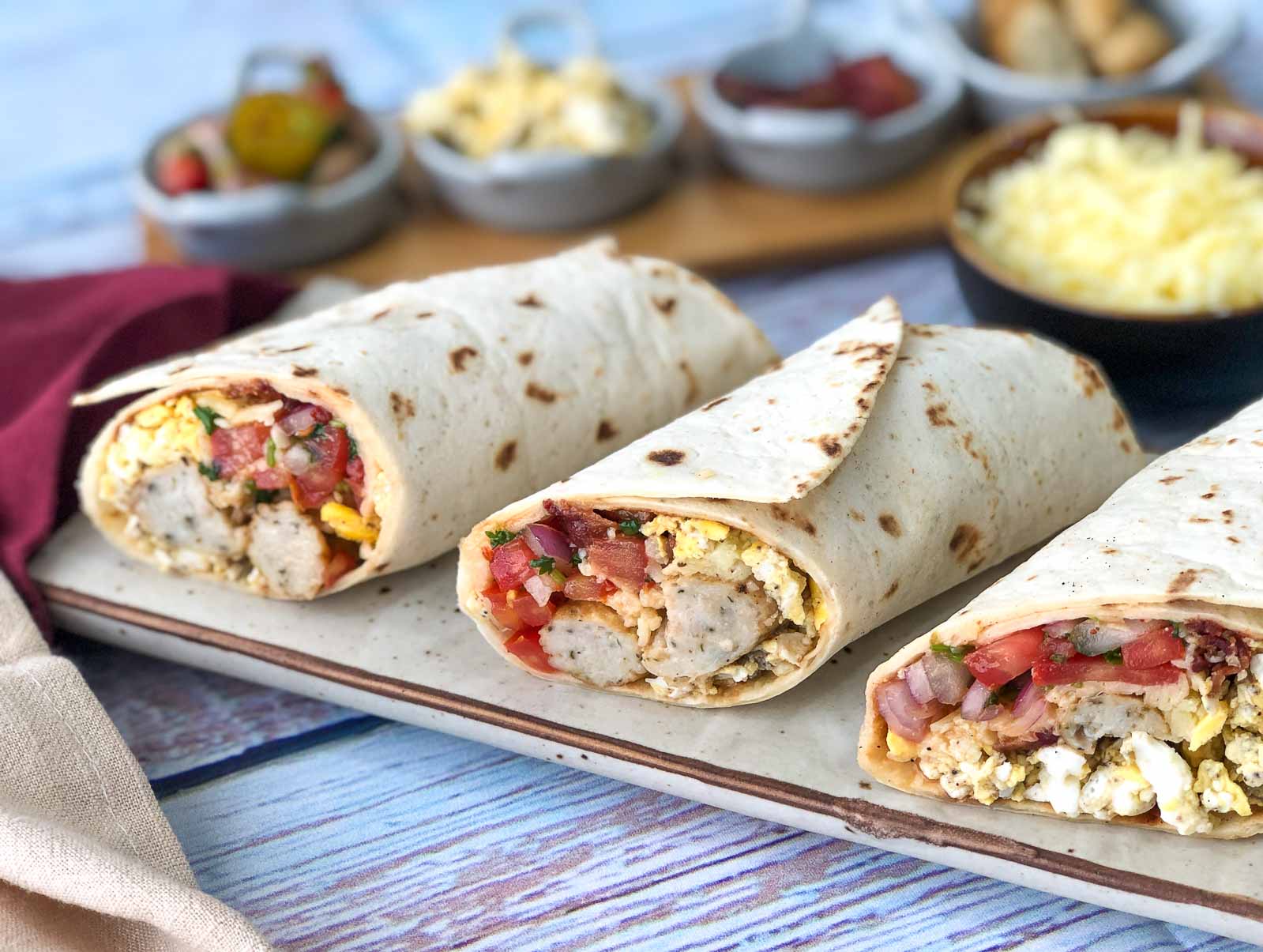 Loaded Breakfast Burrito With Crispy Bacon & Sausage