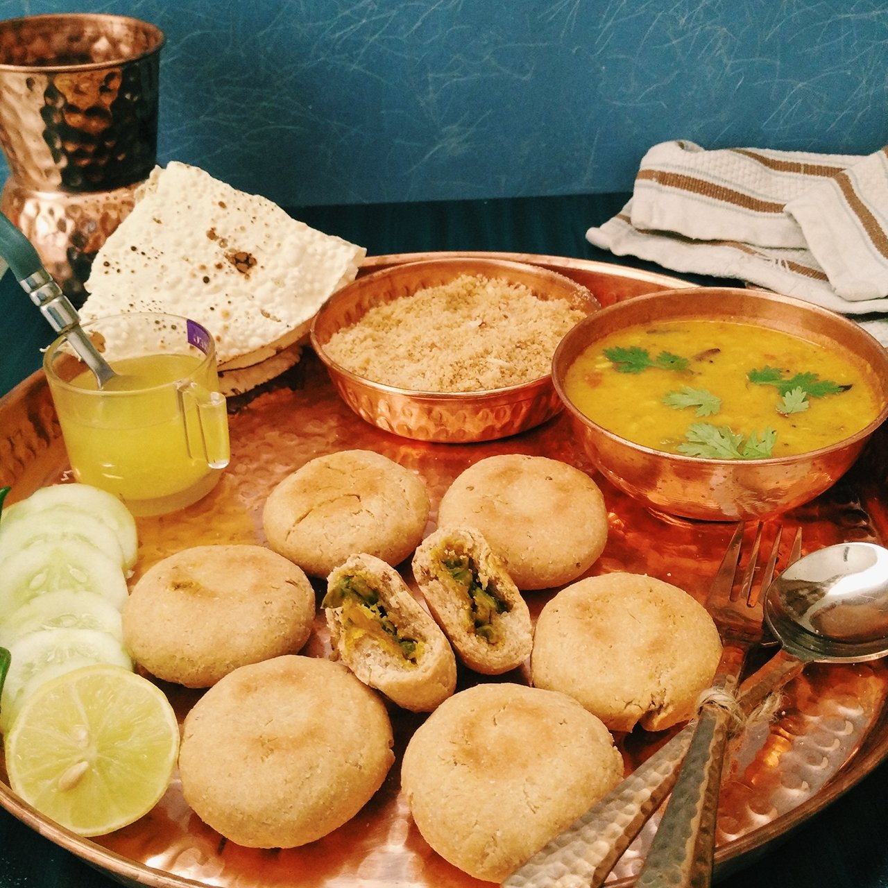Baked Stuffed Baati With Churma And Panchratna Dal Recipe