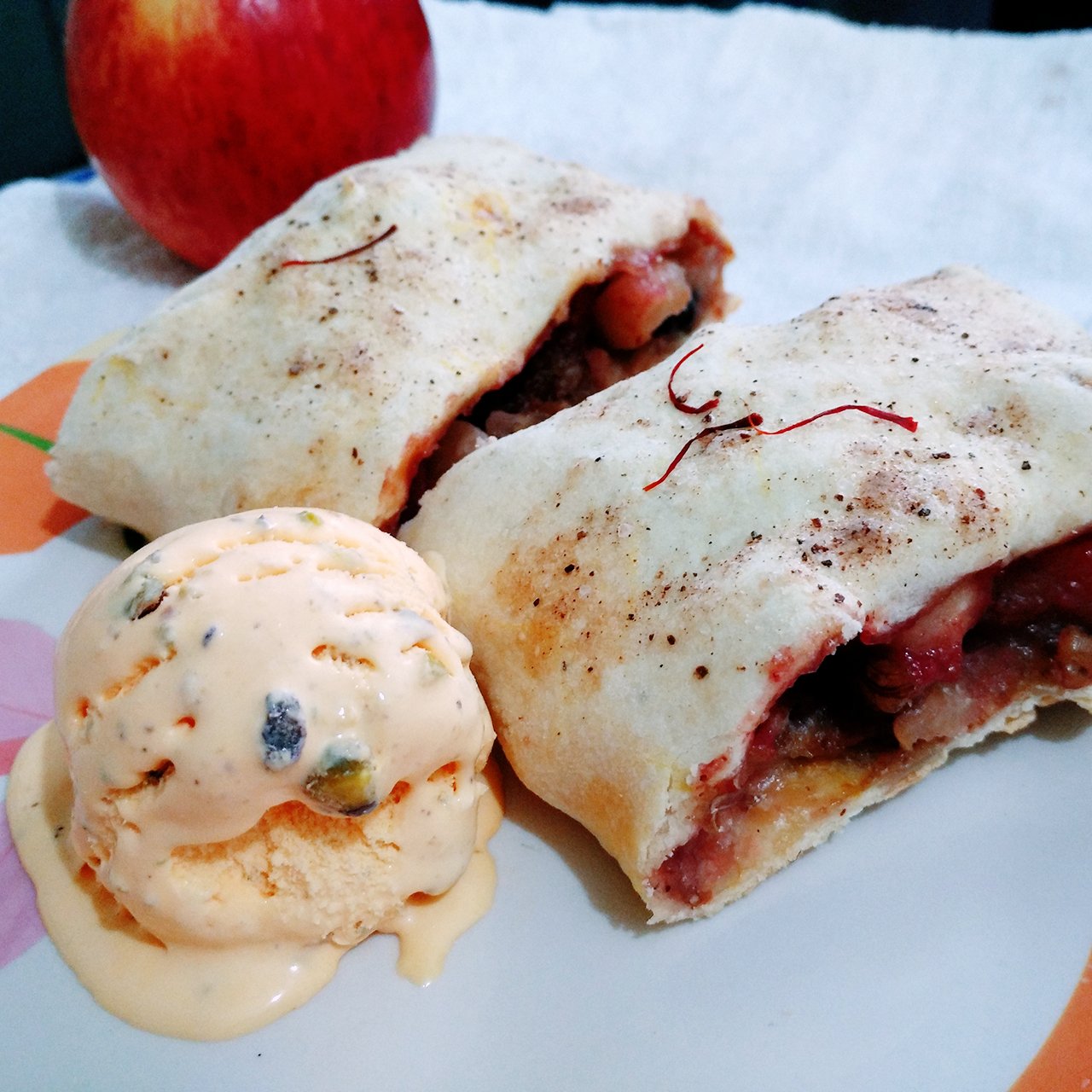 Eggless Apple Strudel Recipe With Homemade Pastry Sheet