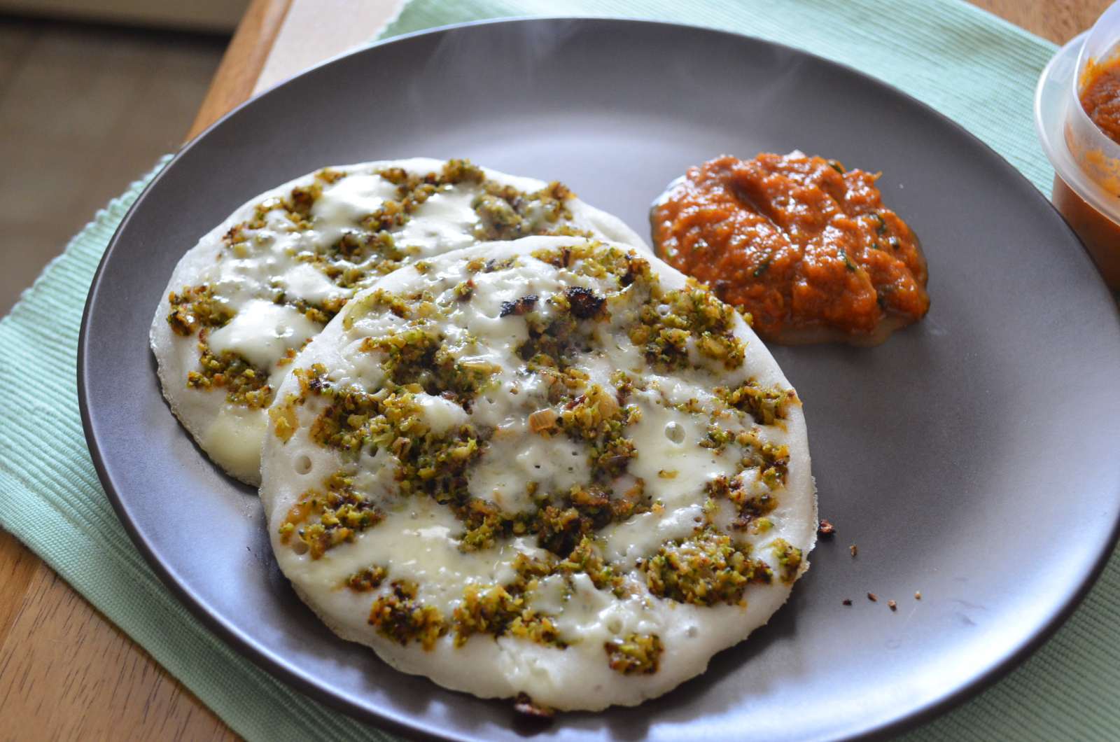 Broccoli Keema And Cheese Uttapam Recipe