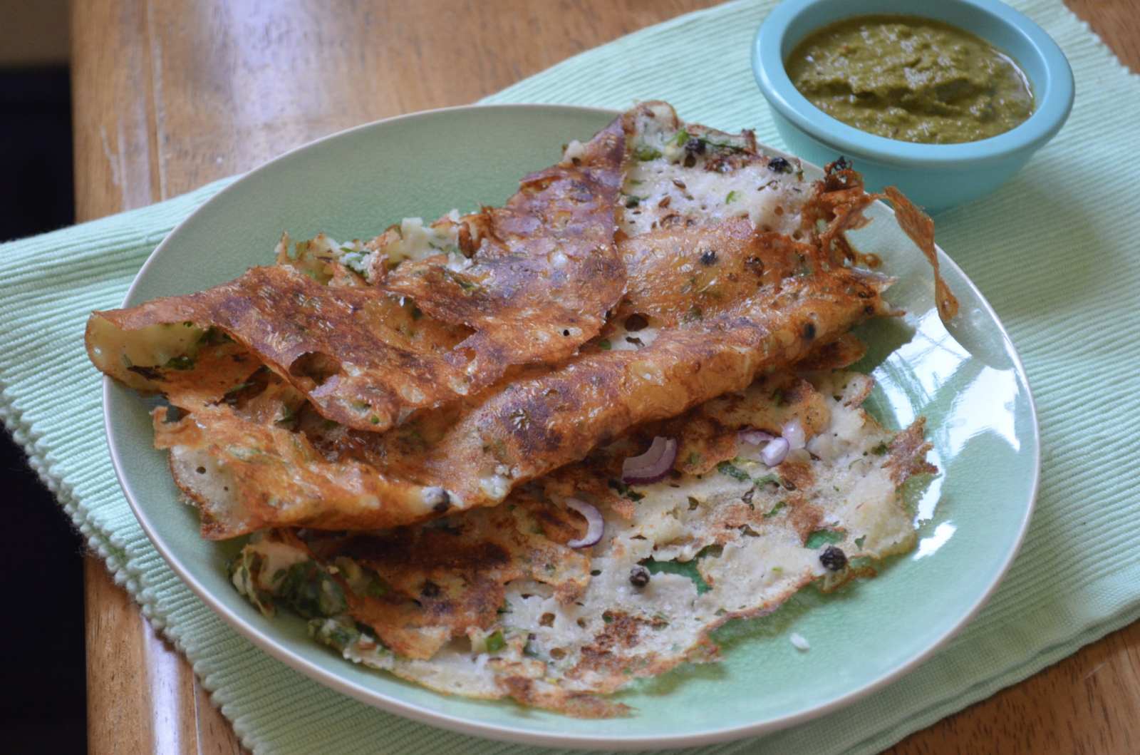 Onion Rava Dosa Recipe - Spiced Semolina Crepe