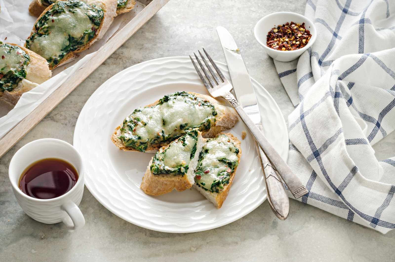 Cheesy Spinach Open Toast Recipe