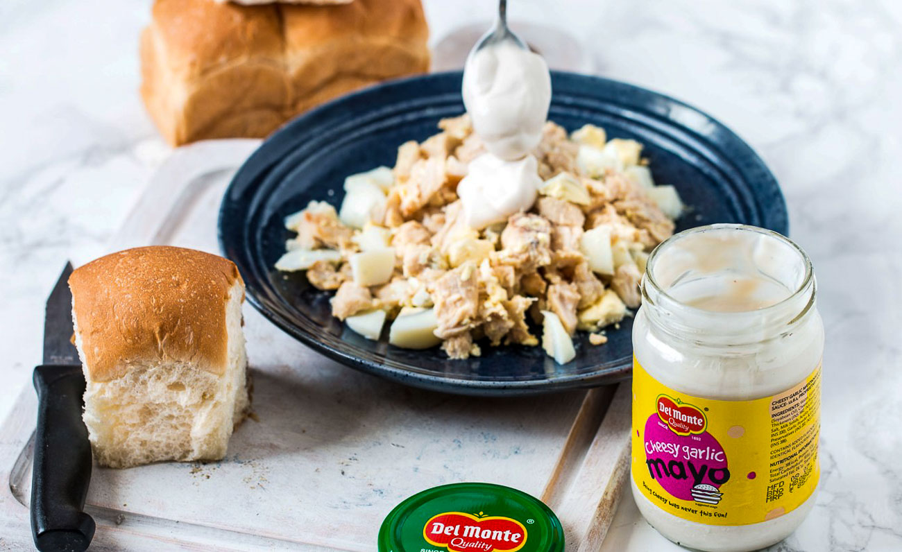 1 step Chicken Boiled Egg DelMonte Cheesy garlic mayo