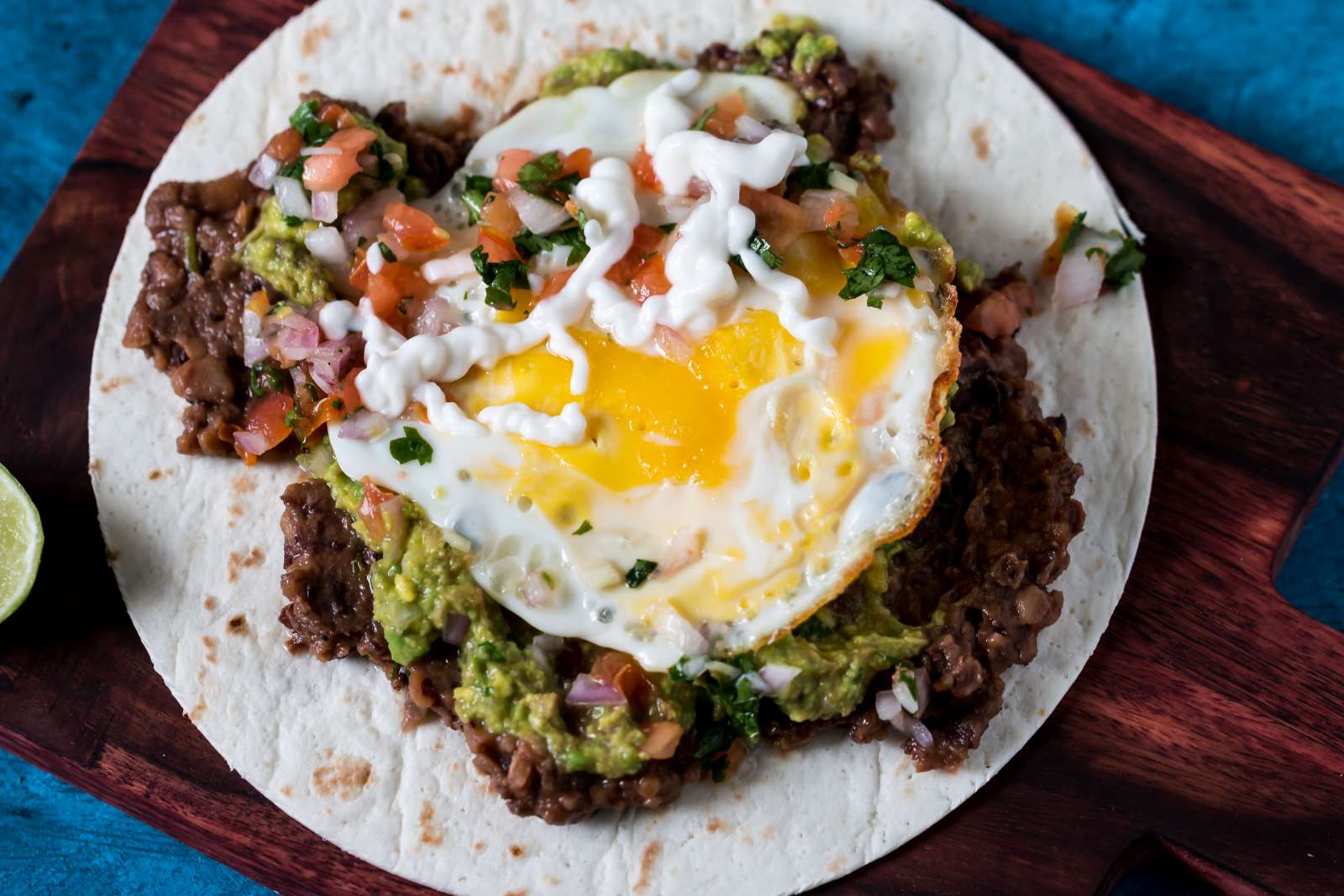 Mexican Breakfast Tortilla, Fried Eggs & Black Beans With Salsa Recipe