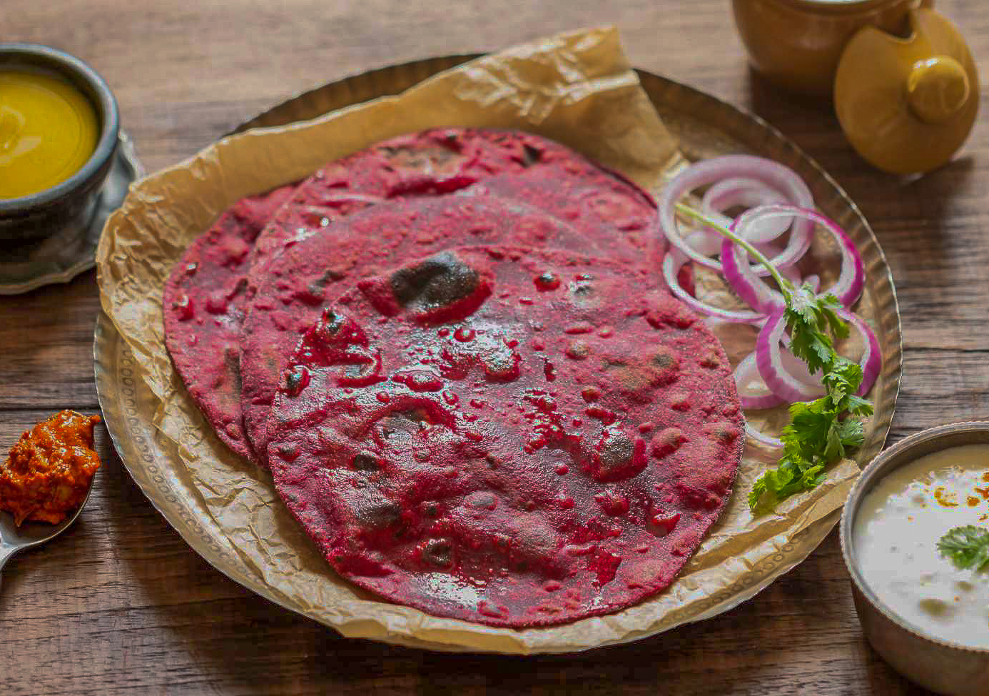 बीटरूट पराठा रेसिपी - Whole Wheat Beetroot Paratha Recipe