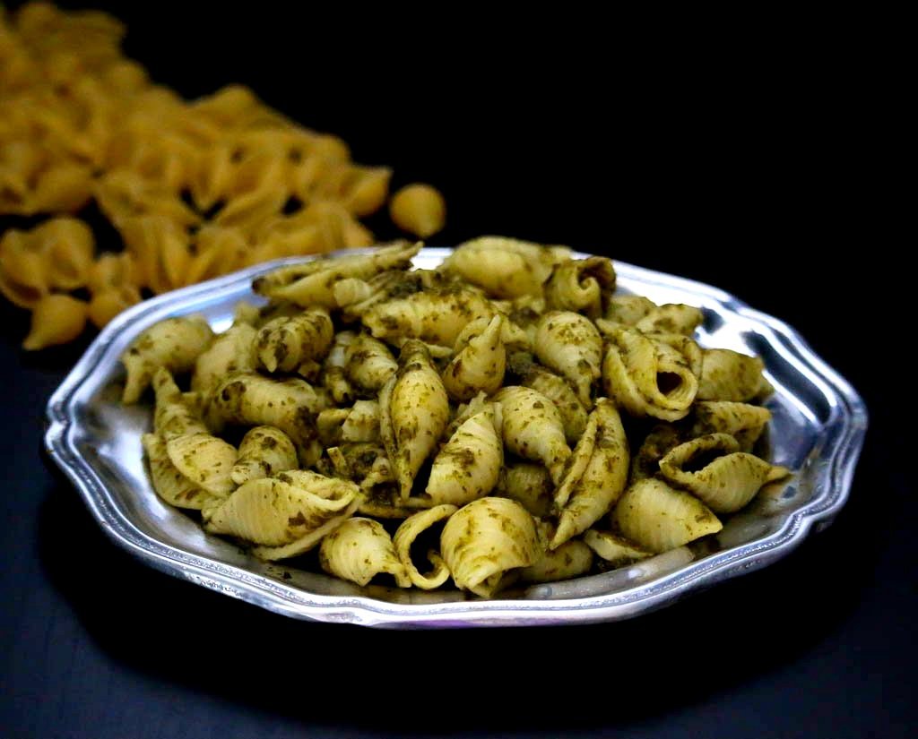 Pasta In Pudina Chutney Sauce - A Indian Fusion Recipe