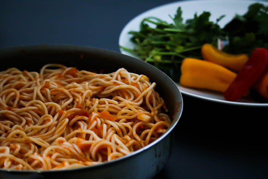 Pasta In Tomato Onion Chutney Recipe