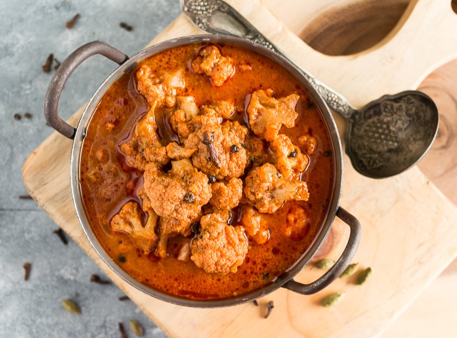 Kashmiri Phool Rogan Josh Recipe - Cauliflower in Red Curry