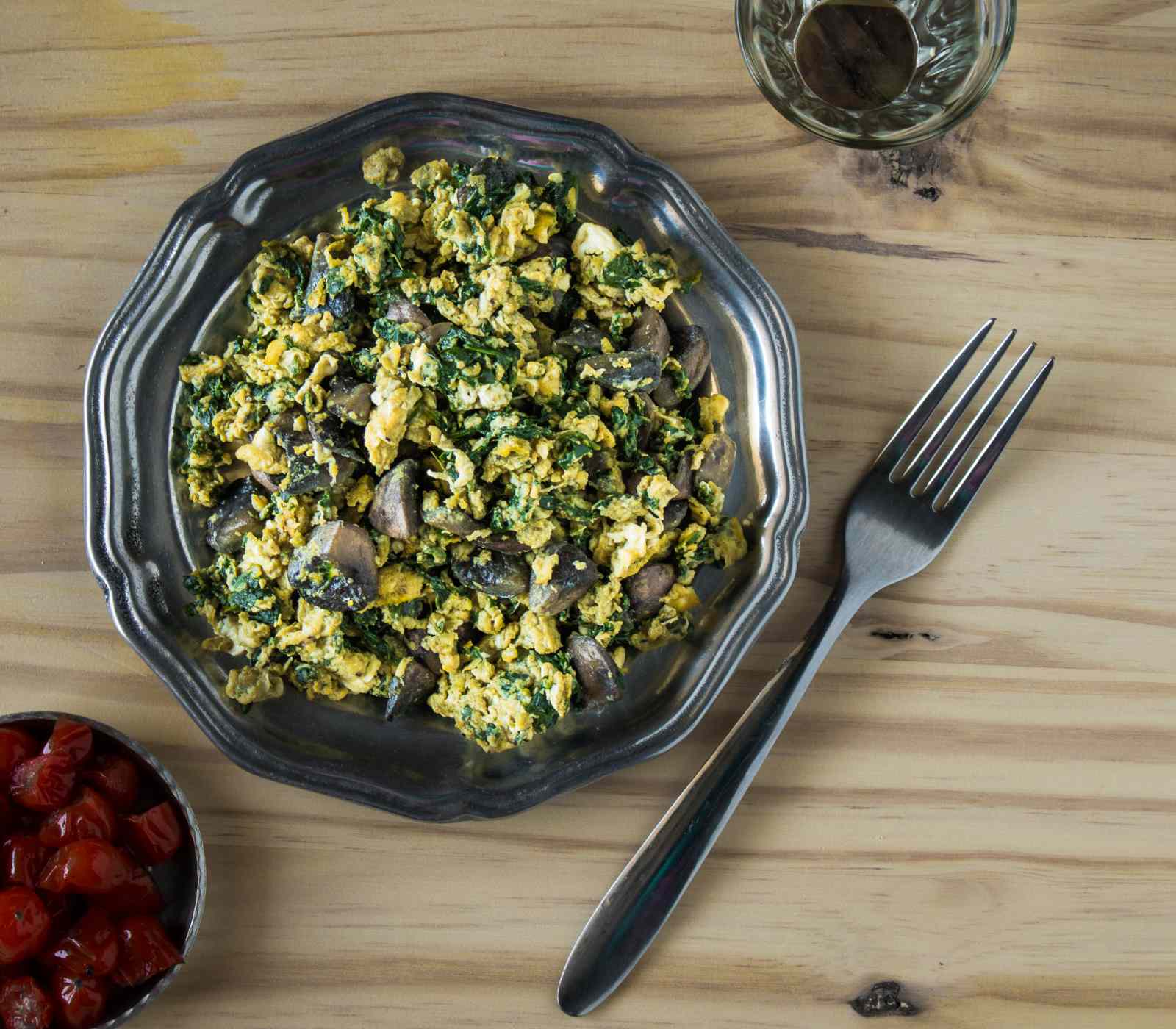 Spinach Mushroom Scrambled Eggs Recipe