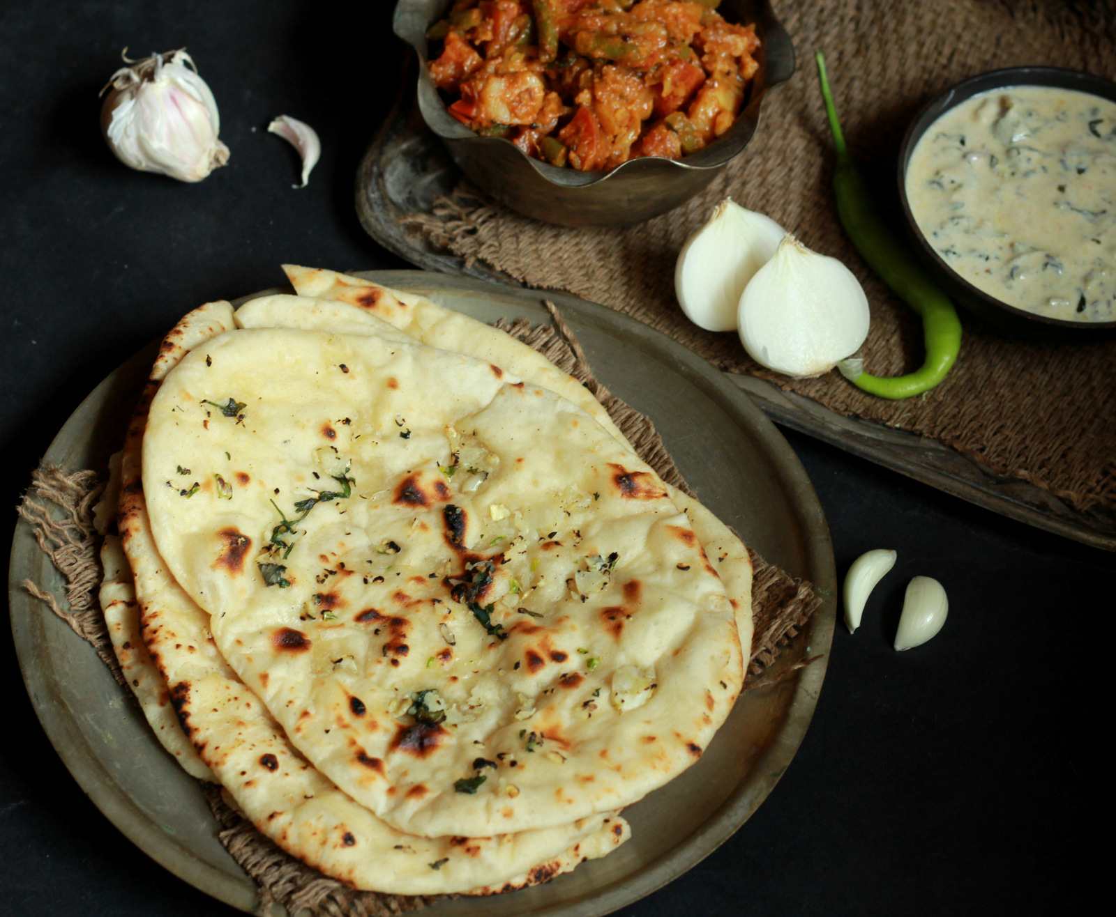 Butter Garlic Naan Recipe - Garlic Flavoured Flatbread