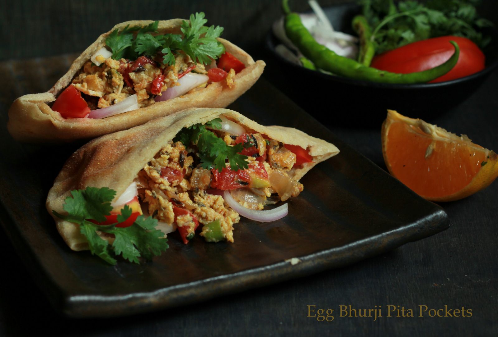 Egg Bhurji Stuffed Pita Pockets Recipe 