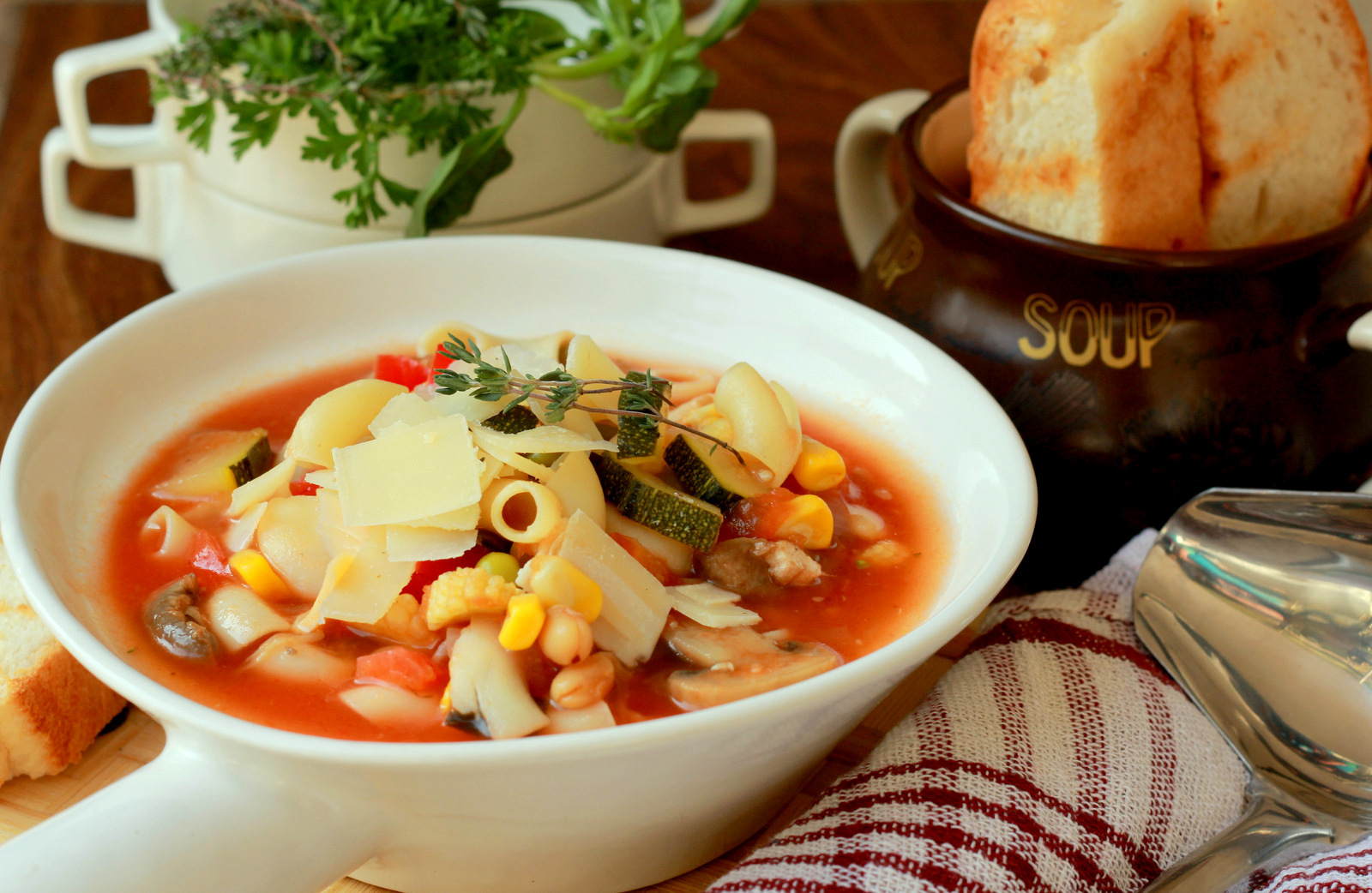 Macaroni Minestrone Soup Pot Recipe (Wholesome Italian Soup Made Using Vegetables, Beans And Macaroni)