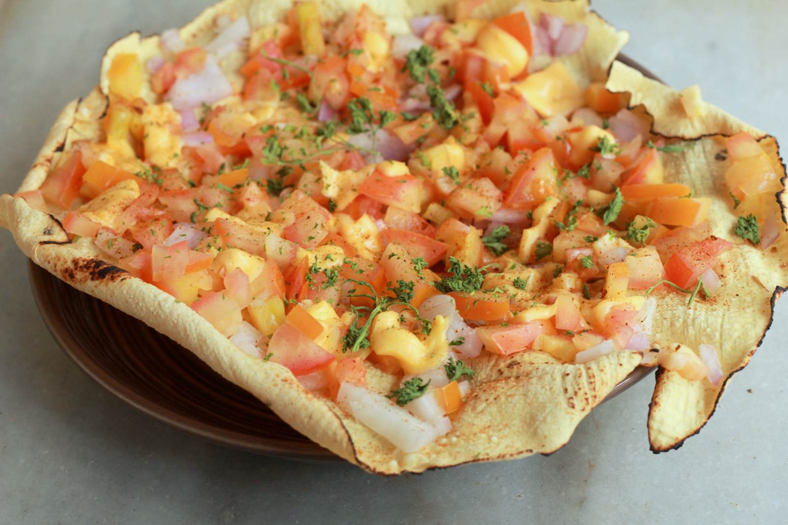 Papad Nachos With Salsa Recipe Papad Nachos With Salsa Recipe