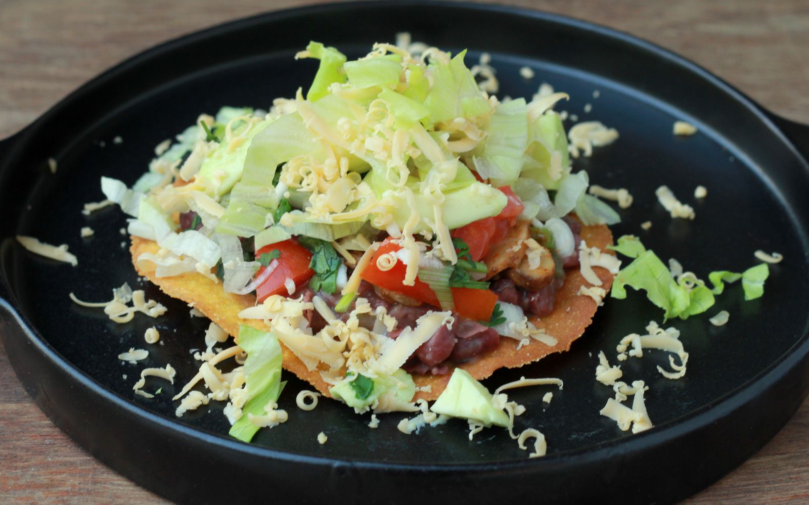 Refried Beans and Mushroom Tostada Recipe 