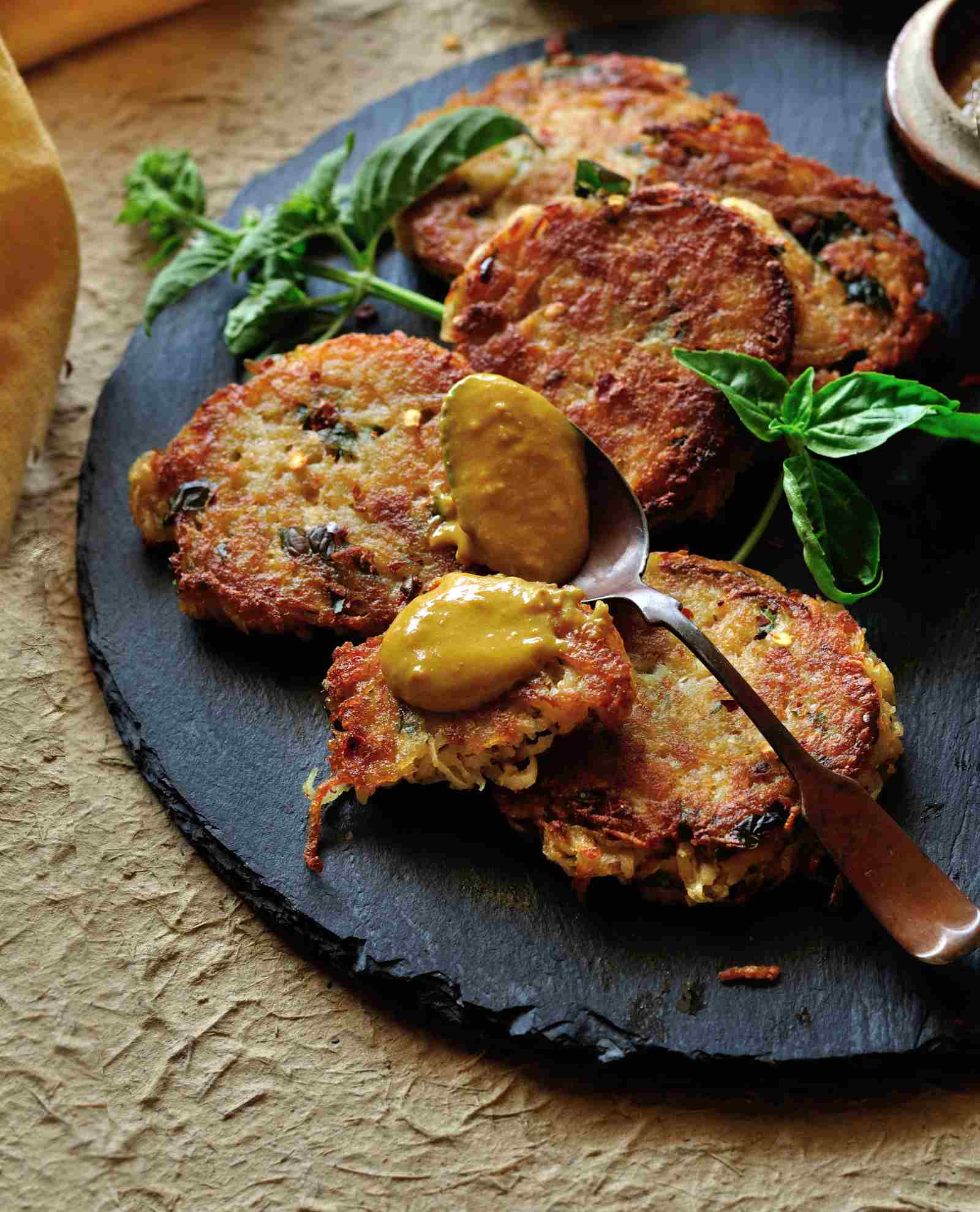 Potato Basil Fritters Recipe