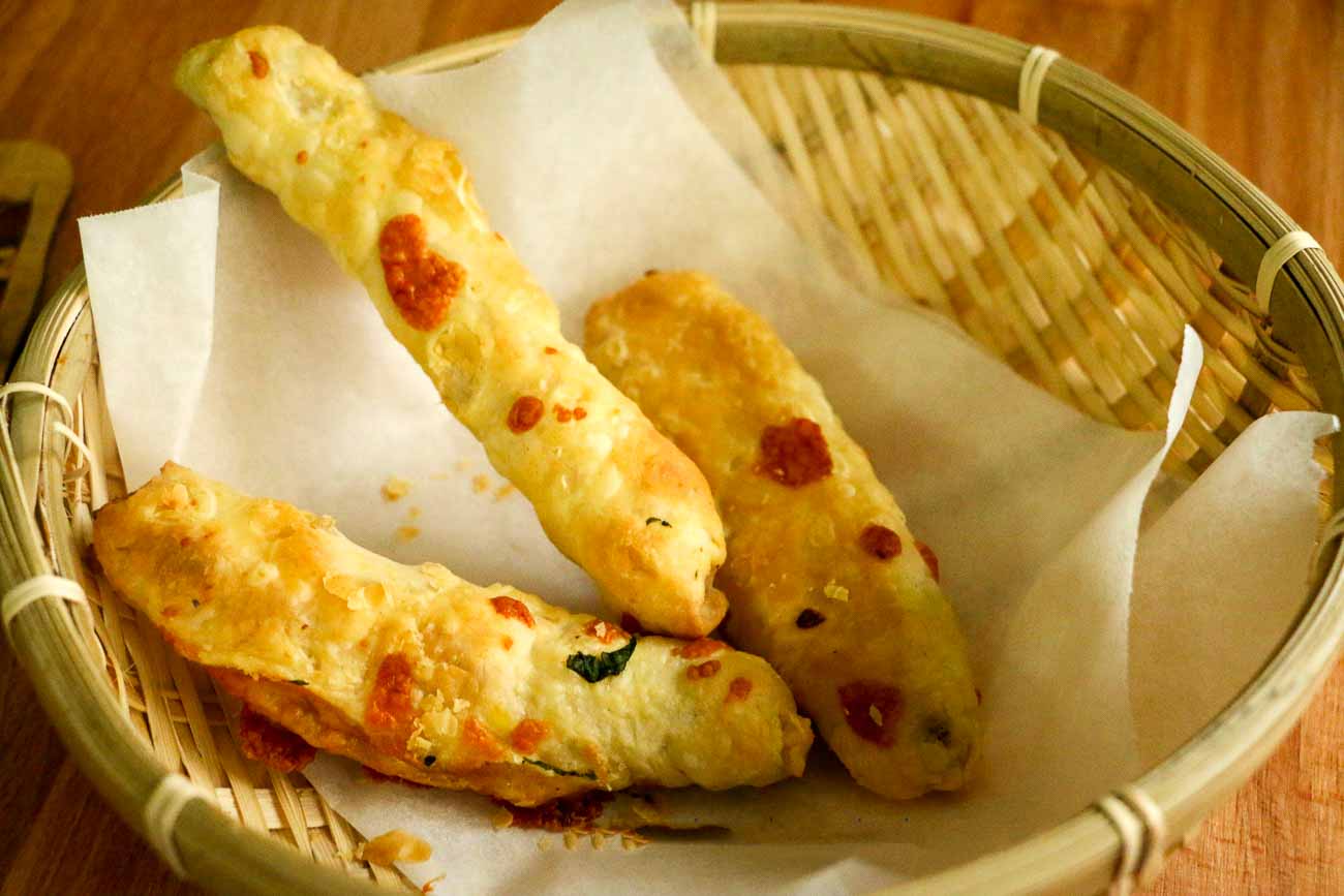 Soft and Crispy Cheese Stuffed Puff Sticks Recipe