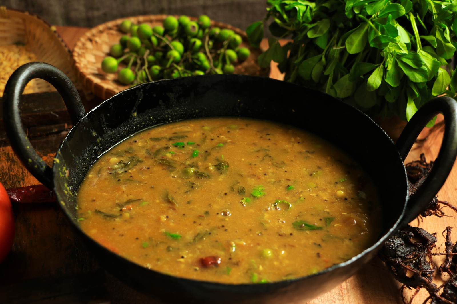 Sundakkai And Methi Leaves Sambar Recipe