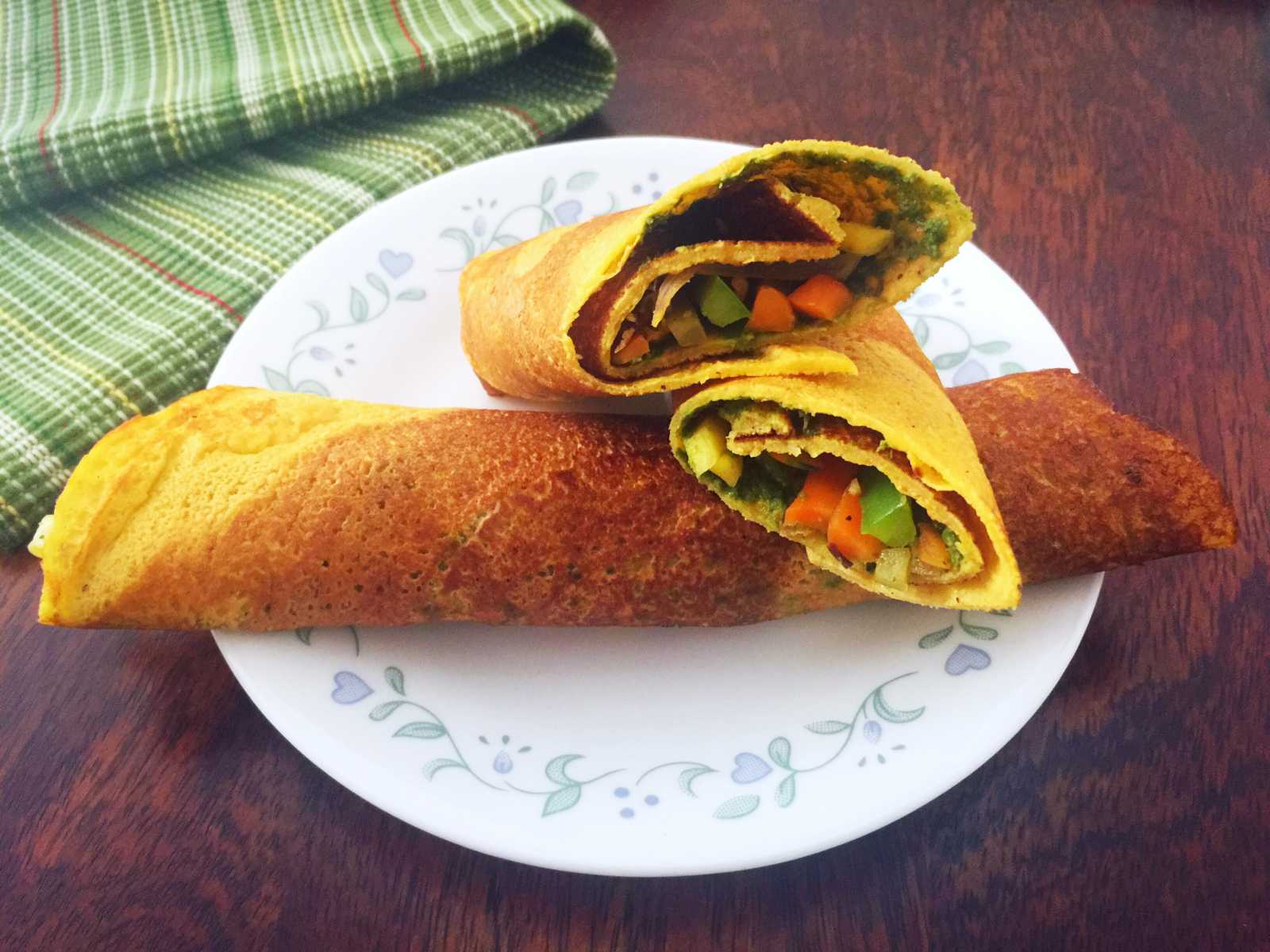 Chickpea Flour Crepes Recipe With Salad And Chutney Spread