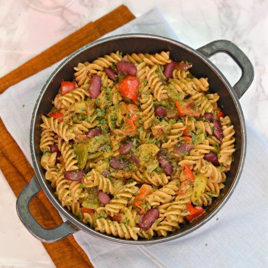 One Pot Vegetable Pasta With Beans Recipe