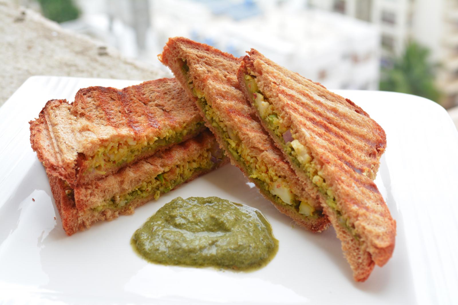 Cauliflower Chutney Grilled Sandwich Recipe