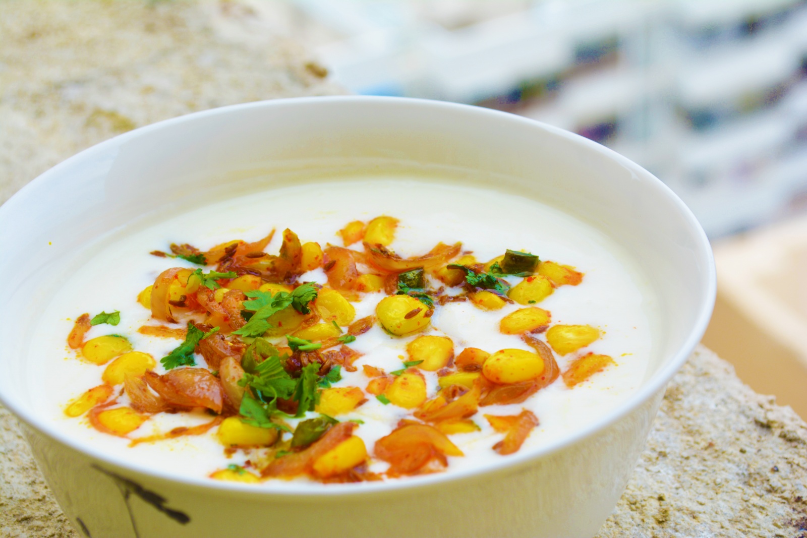 baby corn and onion raita