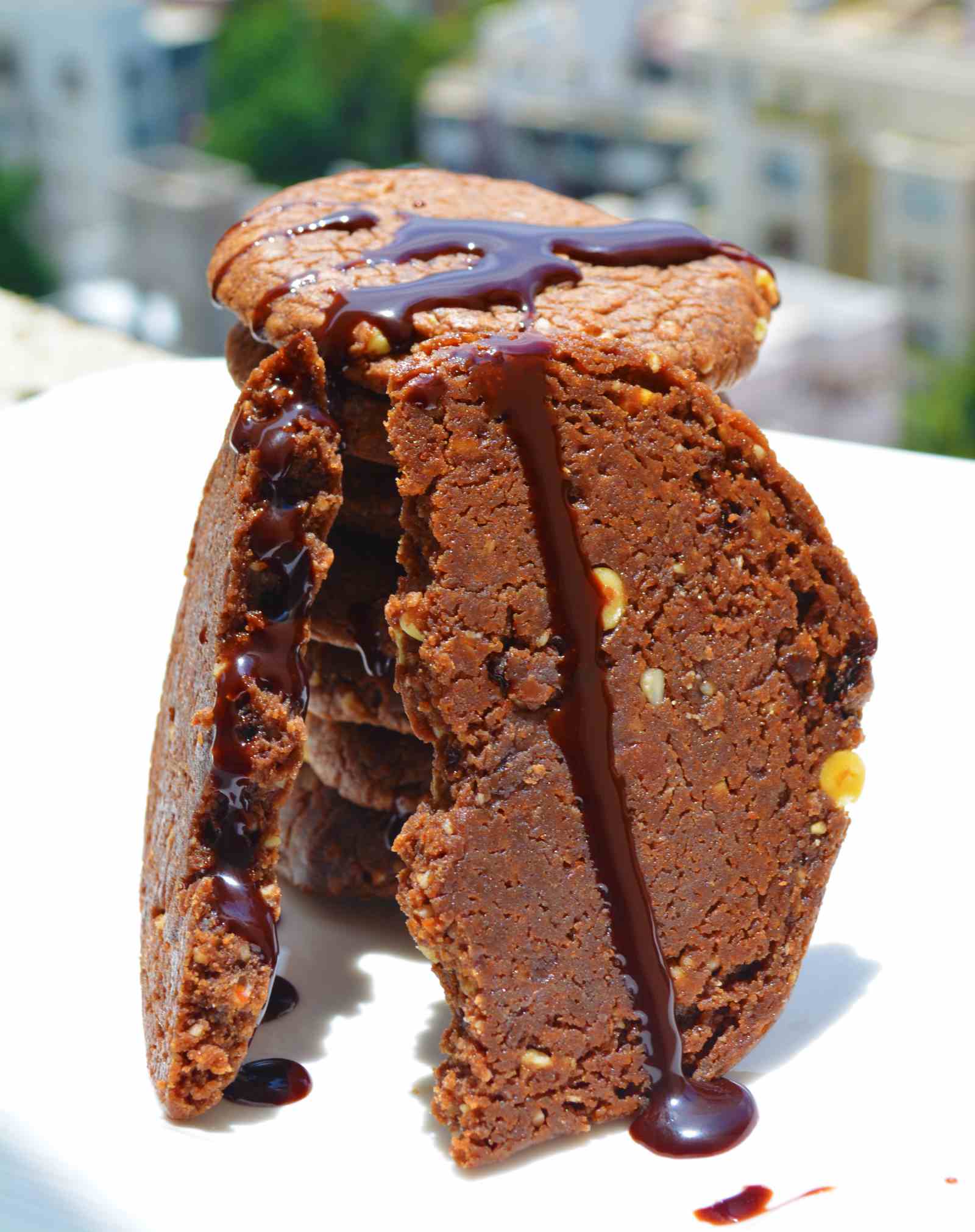 Eggless Dark Chocolate Cookies With Almonds Recipe