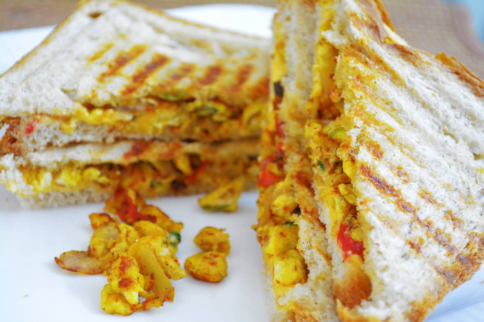 Masala Bhurji Cheese Sandwich Recipe