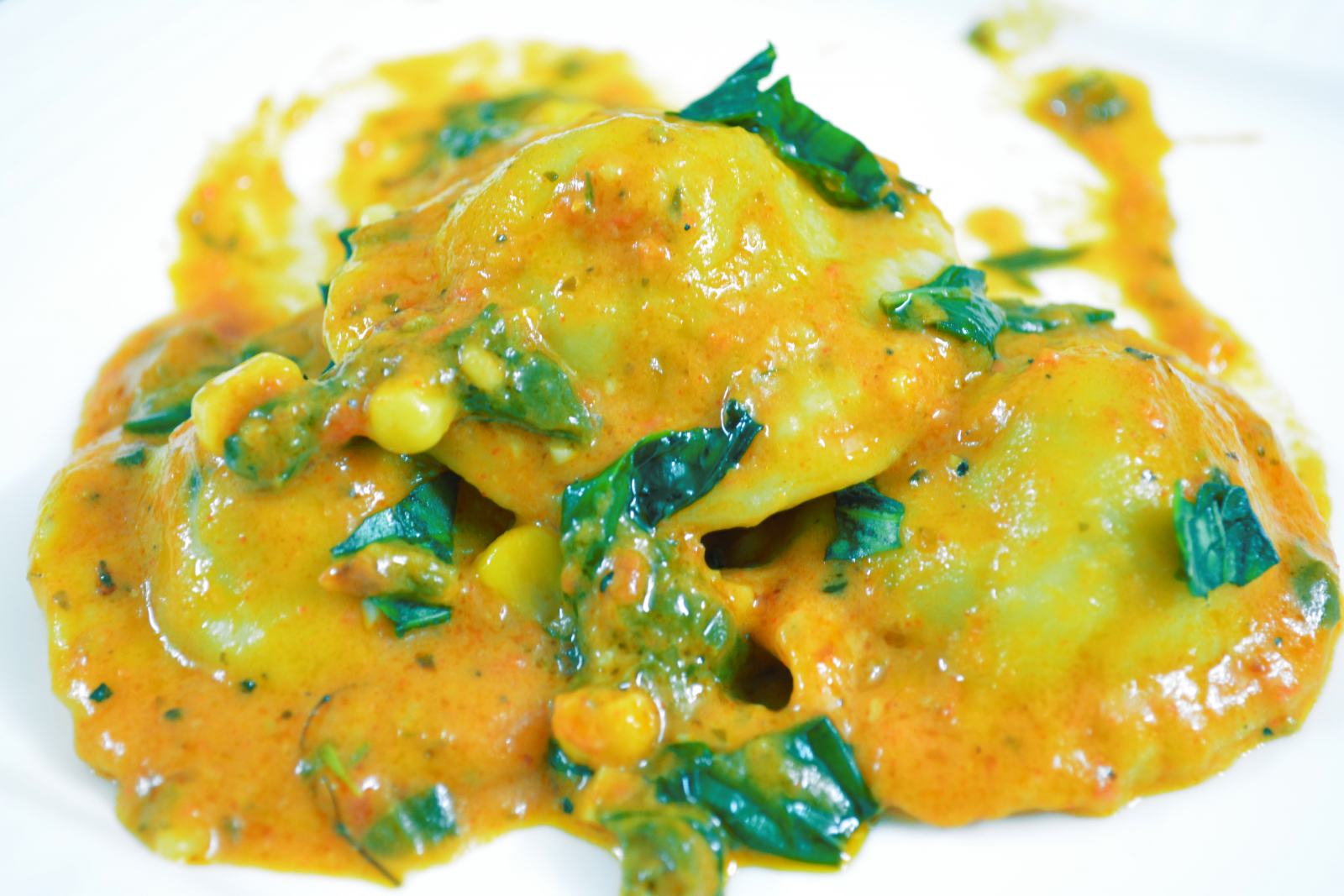 Ravioli Recipe With Broccoli Filling In White And Red Sauce