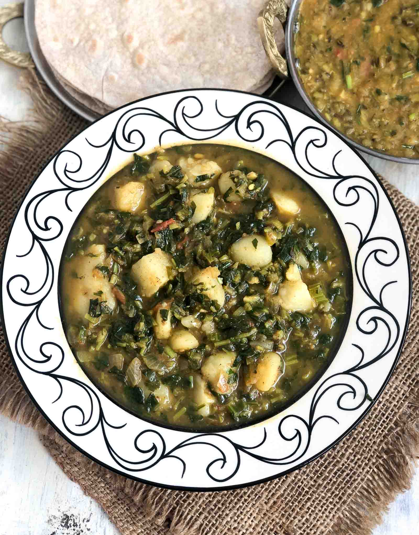 Aloo Methi Masala Recipe - Potato & Fenugreek Leaves Gravy