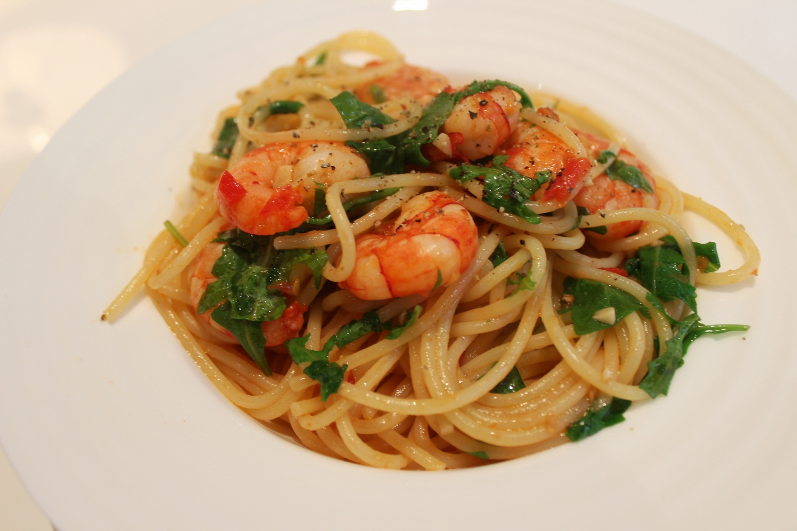 Prawns Spinach Spaghetti Recipe