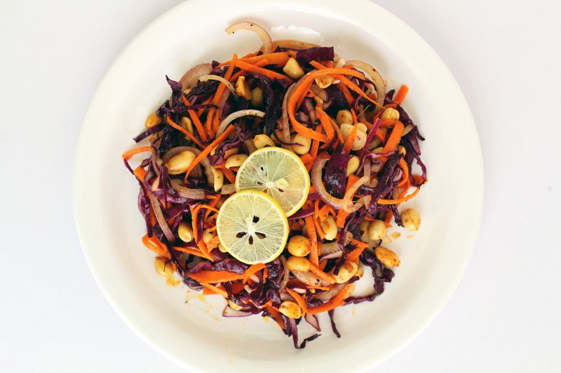 Asian Red Cabbage Salad With Roasted Peanuts Recipe