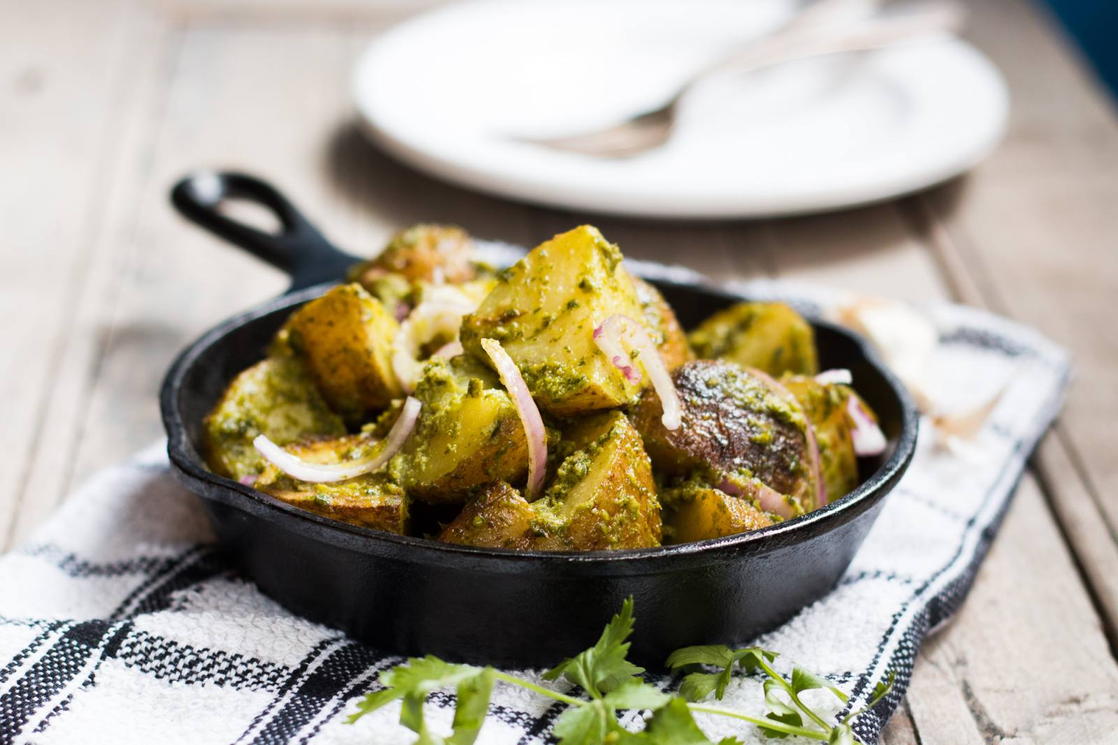 Mint & Coriander Chilli Potato Salad Recipe - No Mayo Salad