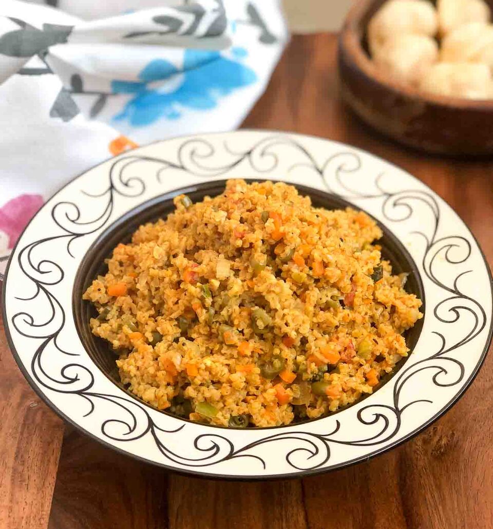 Spicy Dalia Pulao Recipe - Broken Wheat Pulao 