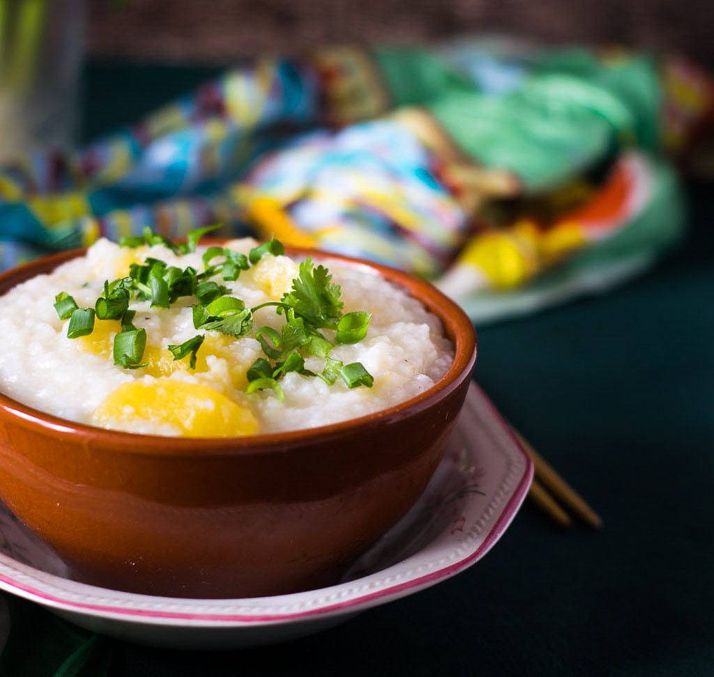 Chinese Savoury Rice Porridge Recipe With Pumpkin