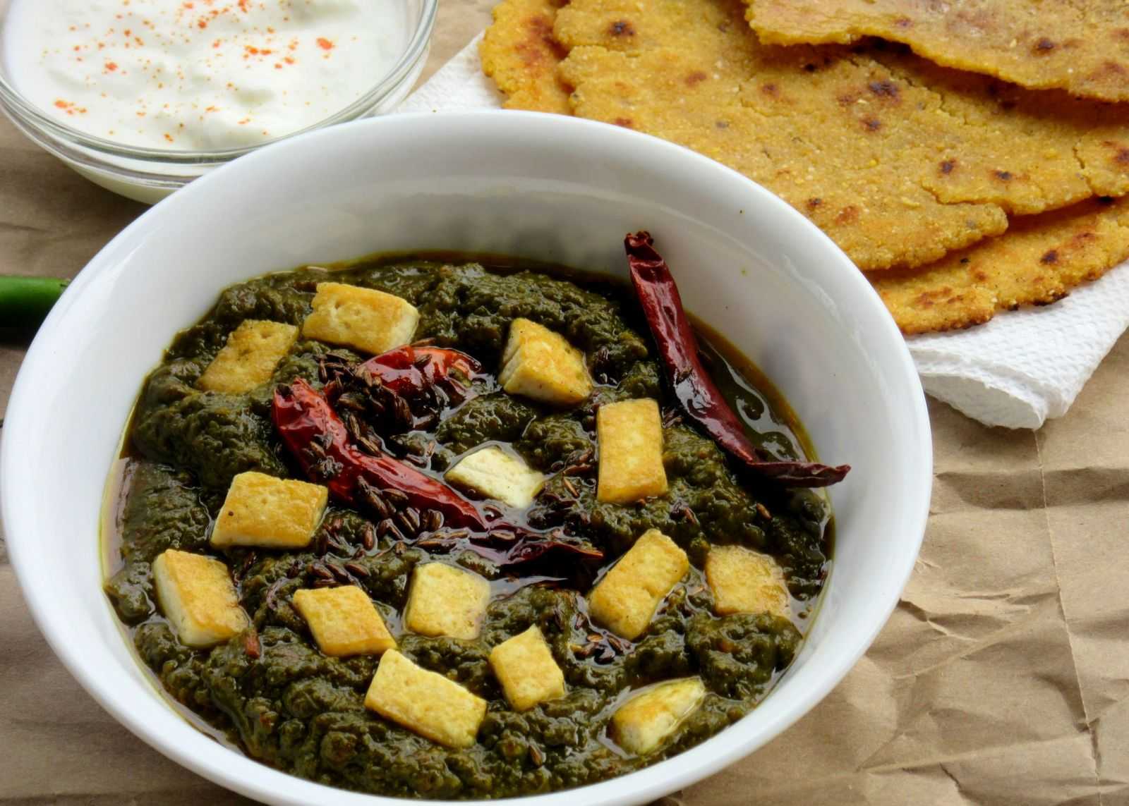 Saag Tofu Recipe (Tofu Simmered in Spiced Mustard & Spinach Leaves)