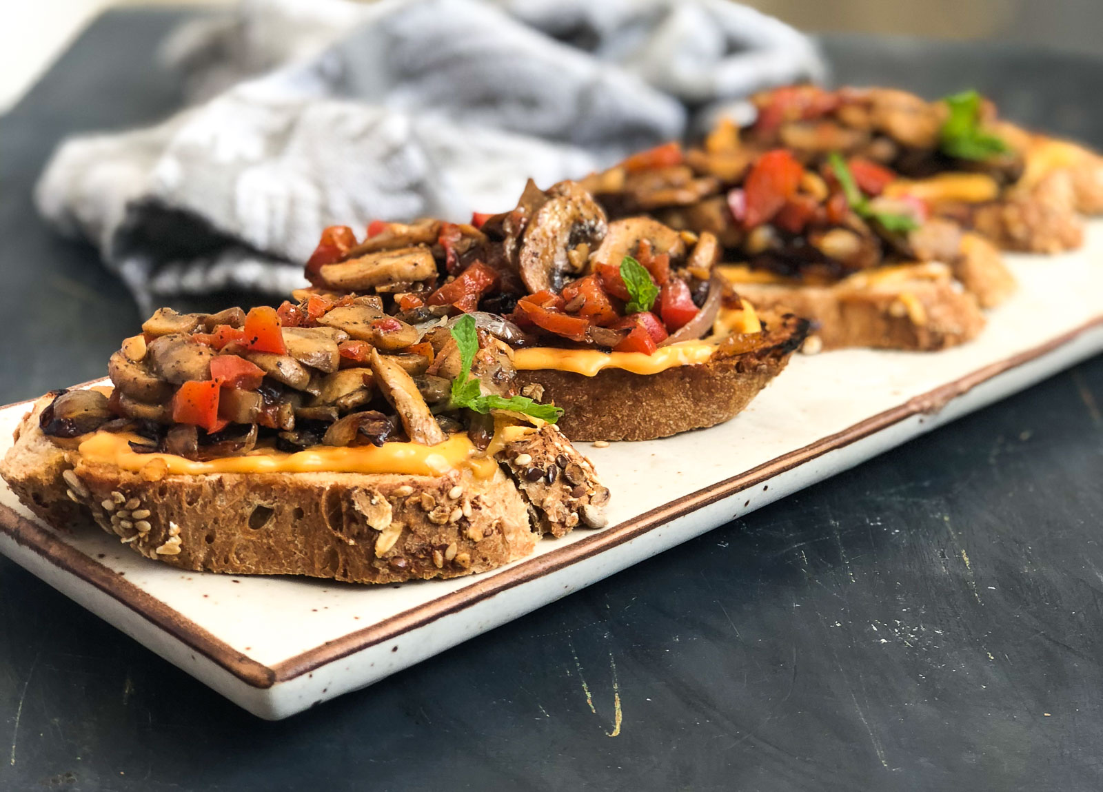 Roasted Mushroom & Caramelized Onion Bruschetta