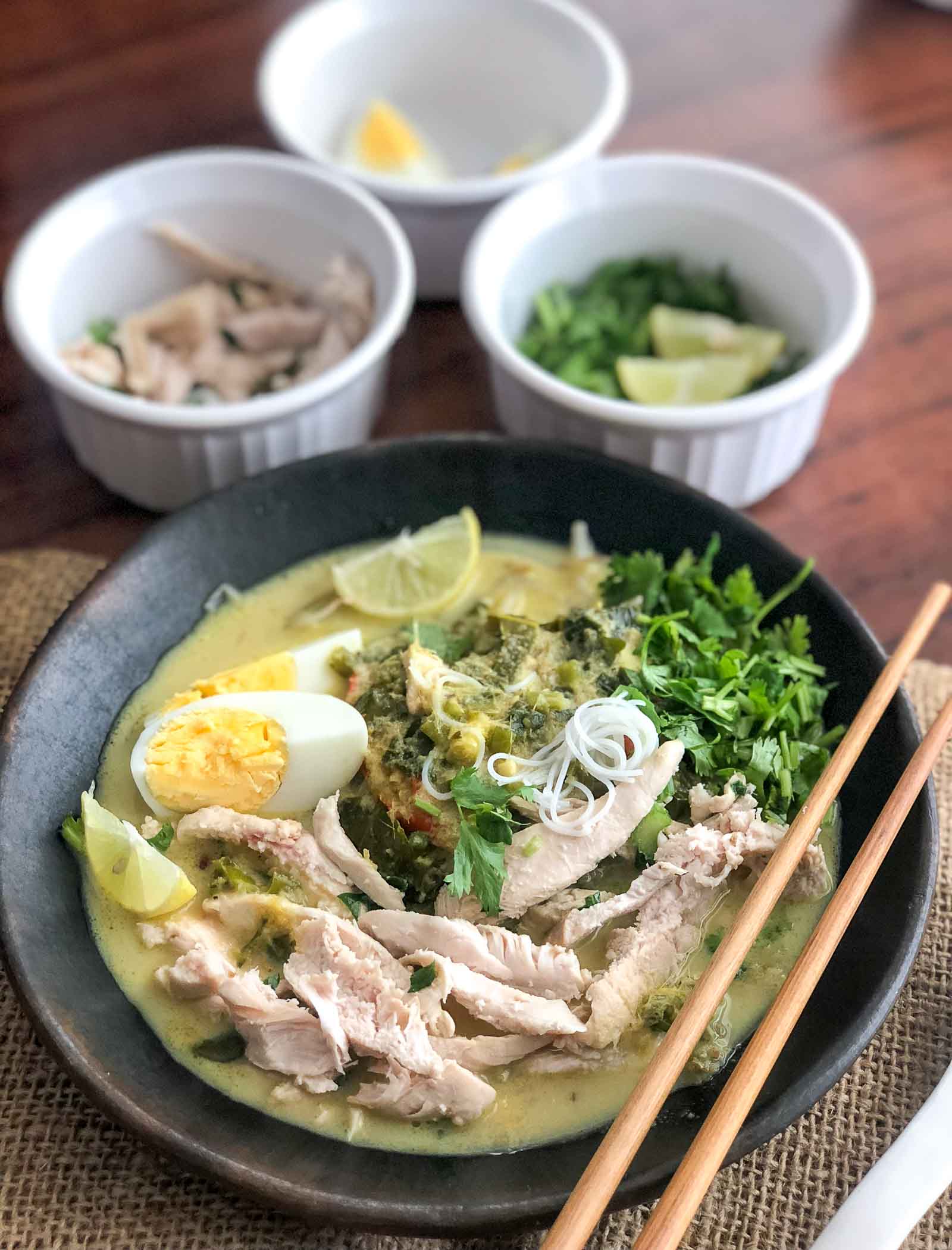 Soto Ayam Recipe - Indonesian Chicken Noodle Meal bowl 