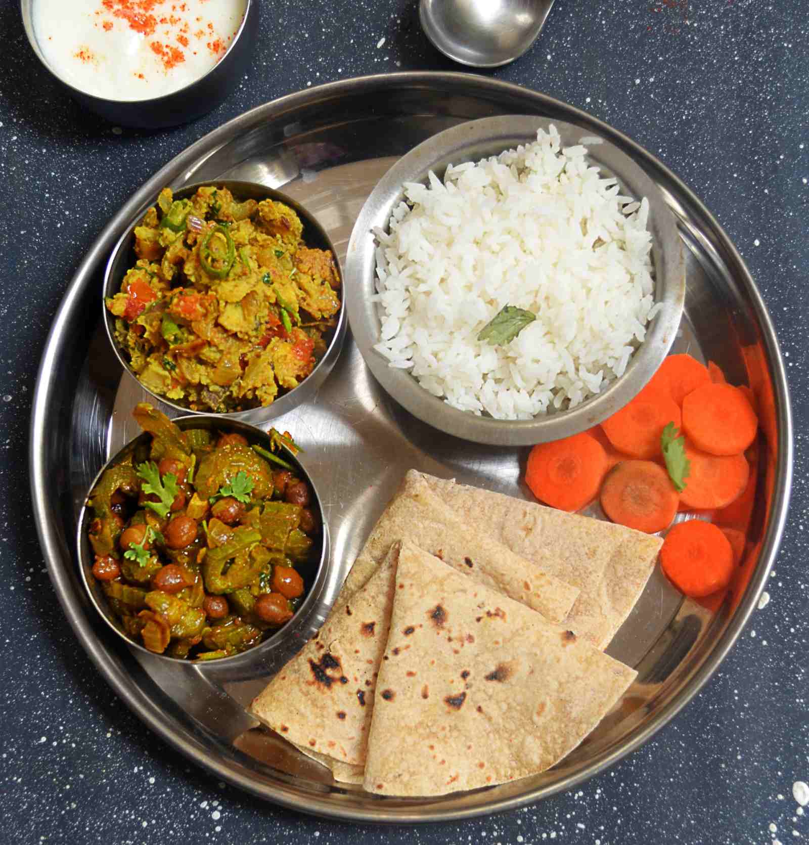 Everyday Meal Plate : Suran Jo Kheemo With Nenua Chana Sabzi, Steamed ...