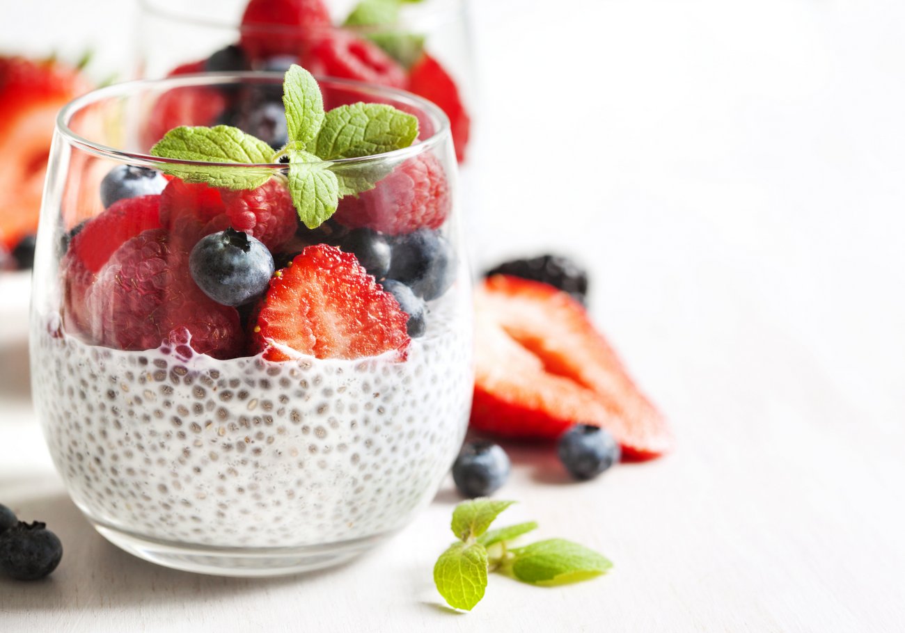 Almond Milk Chia Seeds Pudding With Fresh Fruits Recipe