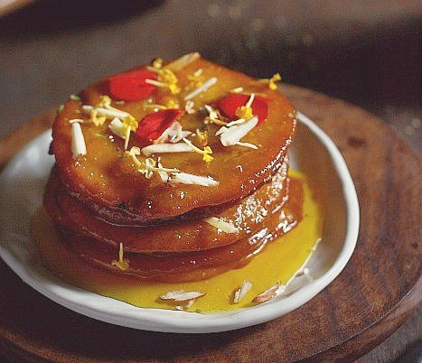 Malpua With Rose And Saffron Syrup Recipe Malpua With Rose And Saffron Syrup Recipe