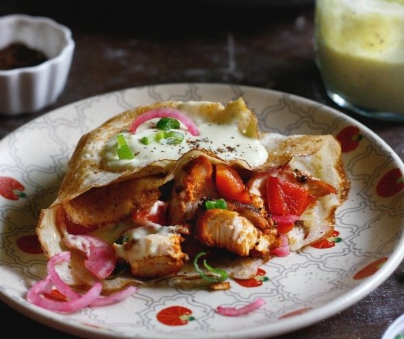 Savoury Crepes with Za'atar Spiced Chicken Recipe