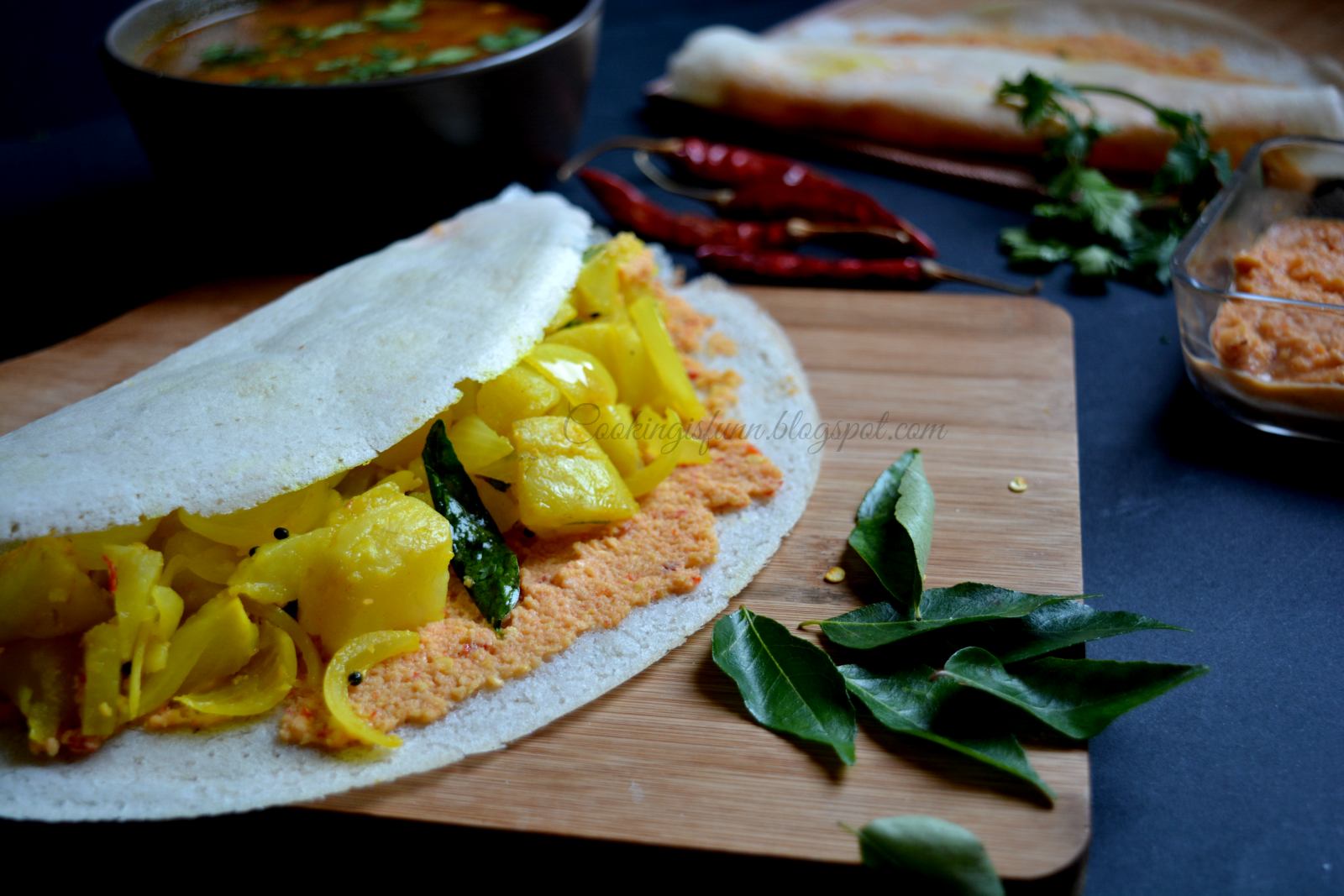 Soft Masala Dosa With Red Chutney Recipe