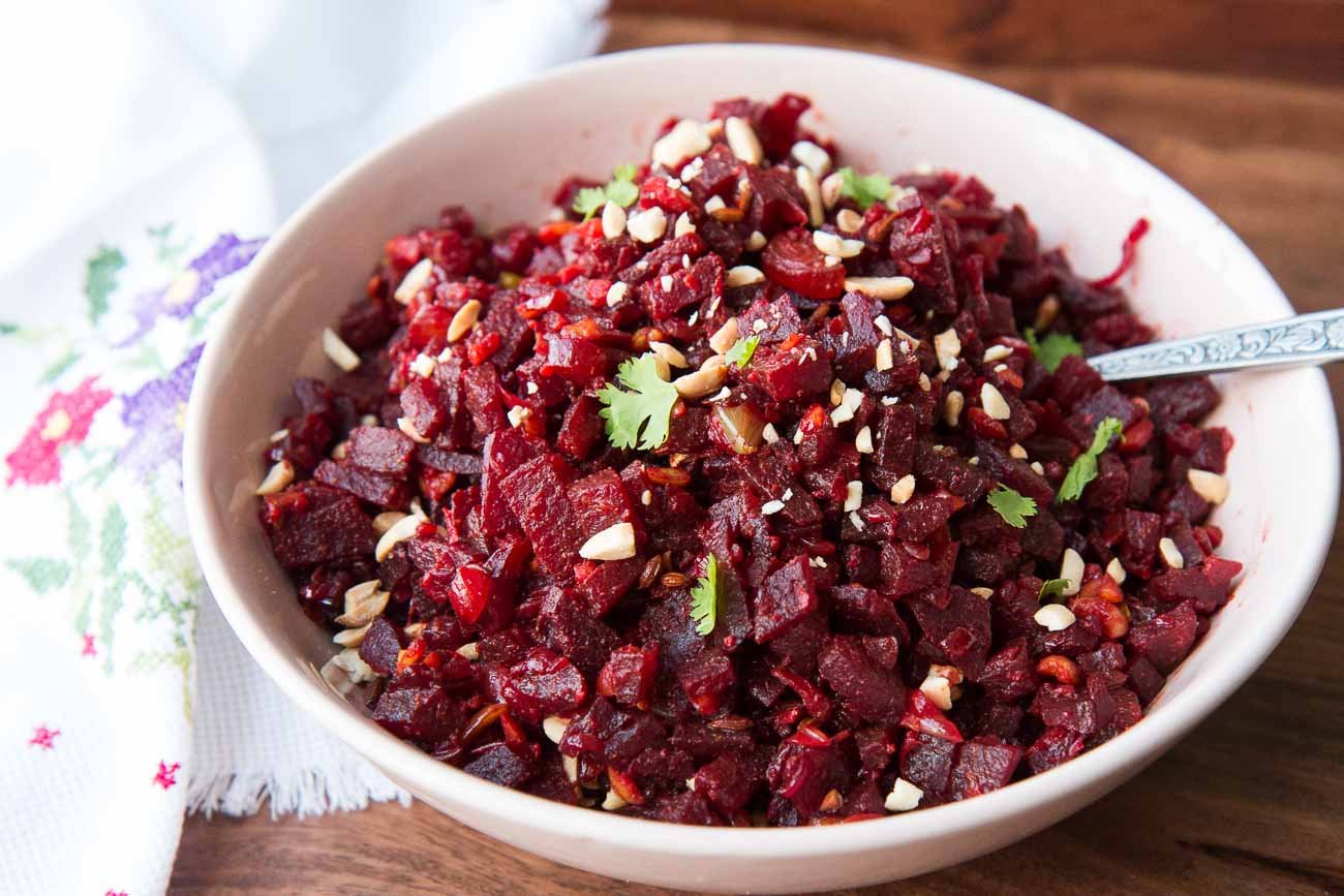 Beetroot Moong Phali Sabzi Recipe-Beetroot Stir Fry with Roasted Peanuts