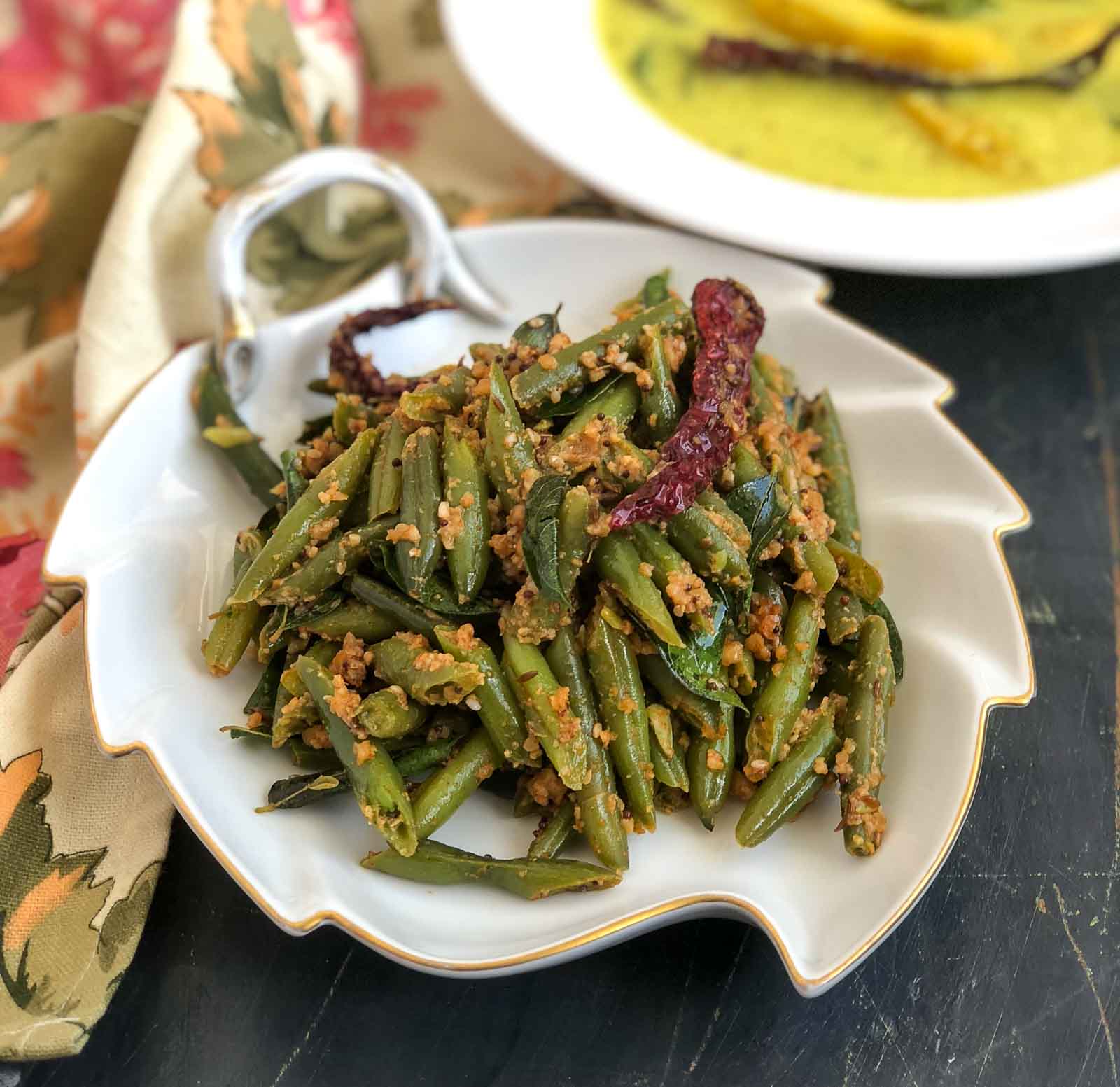 Green Beans Poriyal Recipe With Peanuts & Sesame Recipe