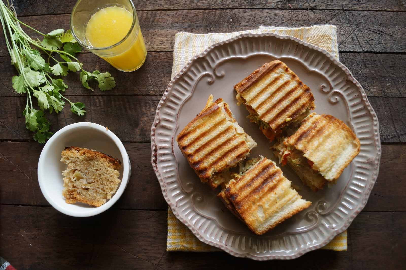 Indian Style Masala Omelette Grilled Sandwich Recipe